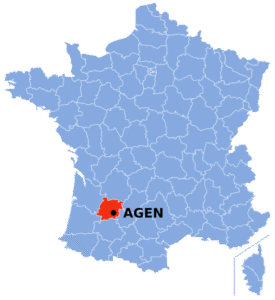 Agen, Lot-et-Garonne (47) sur carte de France